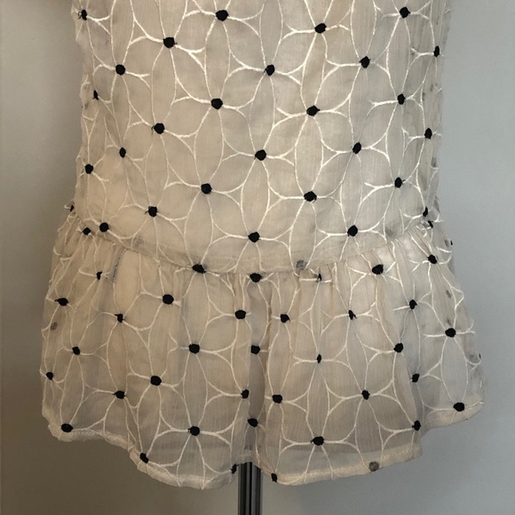 Potter's Pot/Anthropologie Sheer White/Black Top - Picture 7 of 9